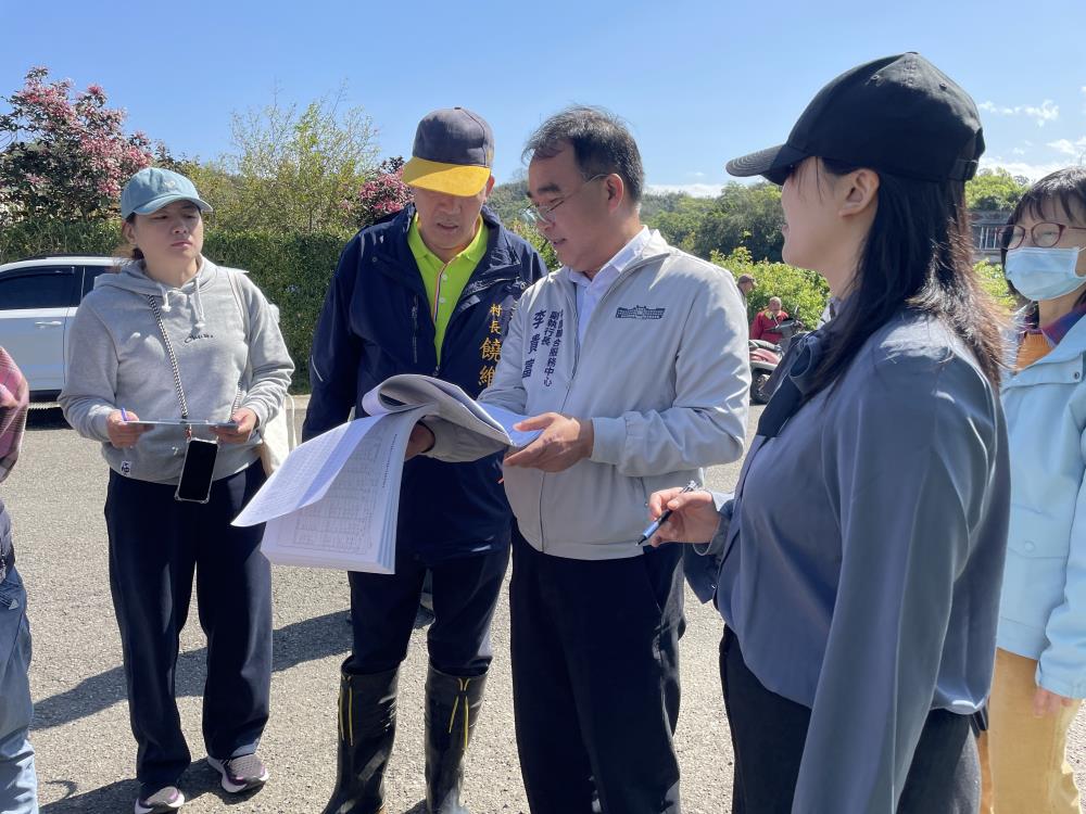 2026年3月11日李貴富副執行長出席三灣鄉大坪村大坪橋上游野溪治理二期工程用地協調會，共4張圖片